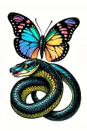 butterfly and snake tattoo design idea