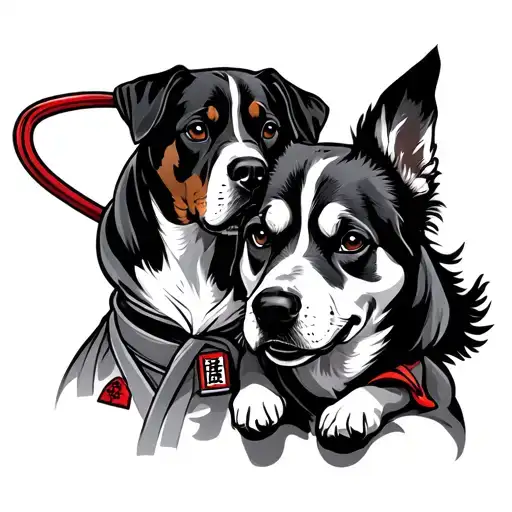 Karate athelet and dog lover tattoo design idea