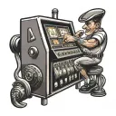 Cartoon Tv with a navy sailor hat playing a slot machine tattoo design idea