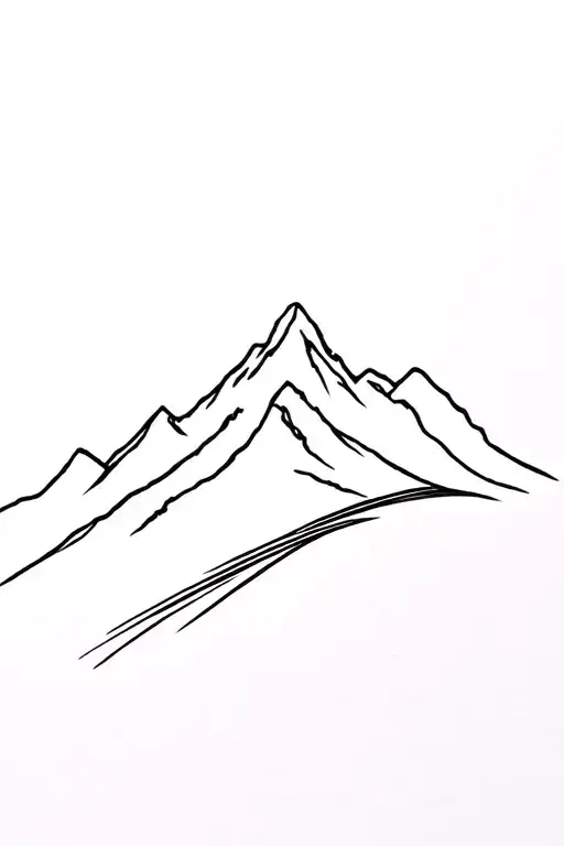 Mountain with trace of slope ski tattoo design idea