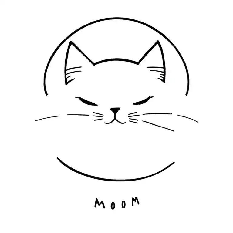cat on moom tattoo design idea