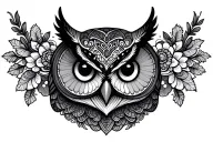 owl and lace patterns tattoo design idea