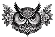 owl and lace patterns tattoo design idea