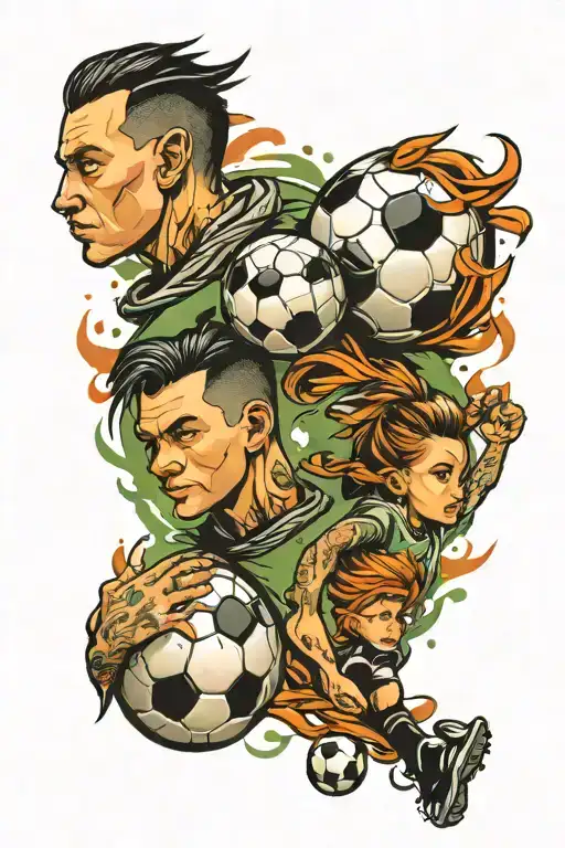 soccer and family tattoo design idea