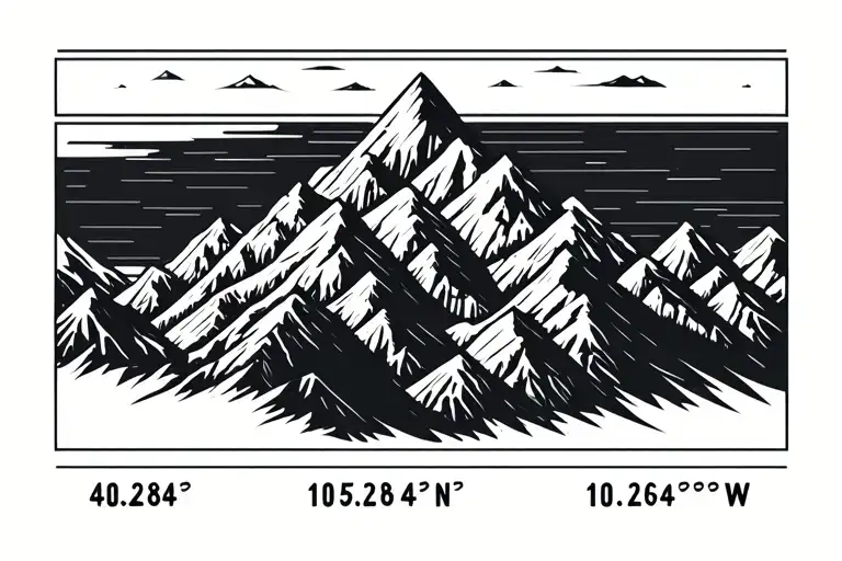 mountains with coordinates 40.2894° N,105.6416° W tattoo design idea