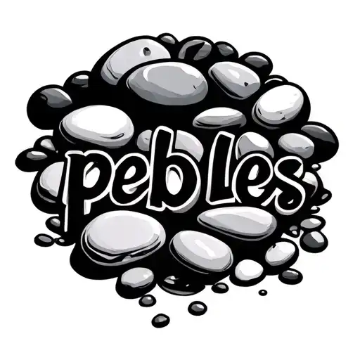 the word pebbles written in pebbles tattoo design idea