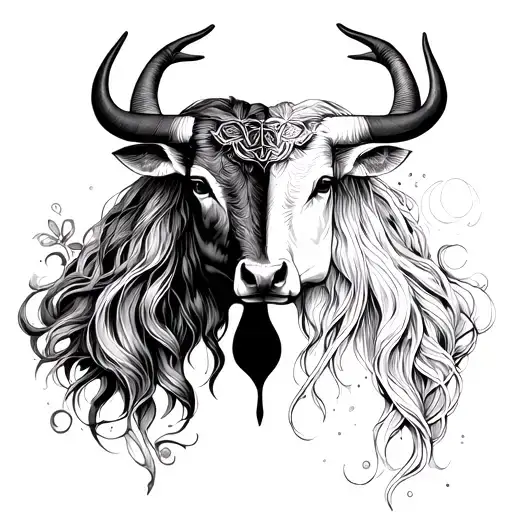 Combined Taurus And Aquarius tattoo design idea