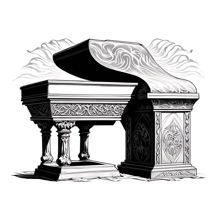 ark of the covenant with filigree wave design tattoo design idea