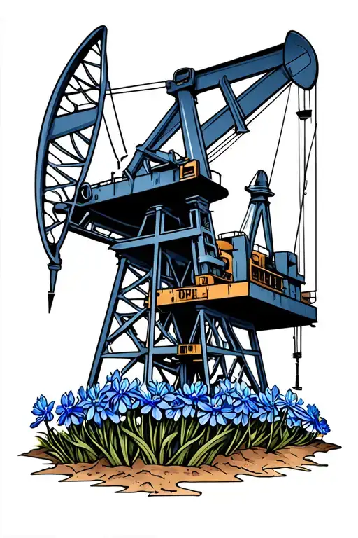 oil rig and blue bonnets tattoo design idea
