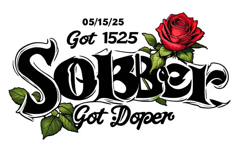 "05/15/25 Got Sober Got Doper" "05/15/25 Got Sober Got Doper" rose from concrete tattoo design idea