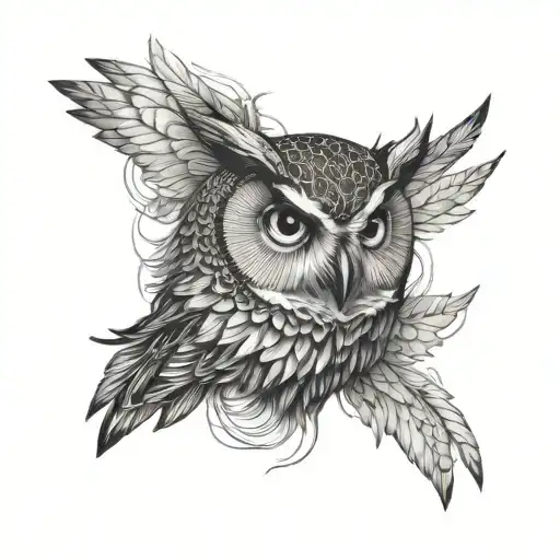Fine Line Owl tattoo design idea