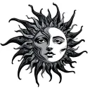 Gothic Sun happy tattoo design idea