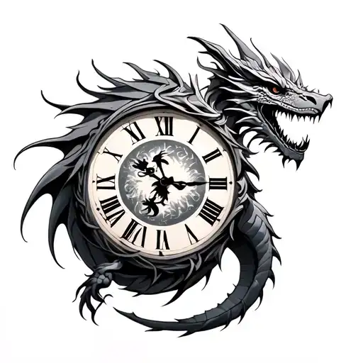 Dragon Clock tattoo design idea