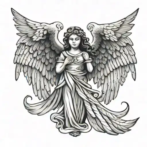 greek angel wings tattoo design idea