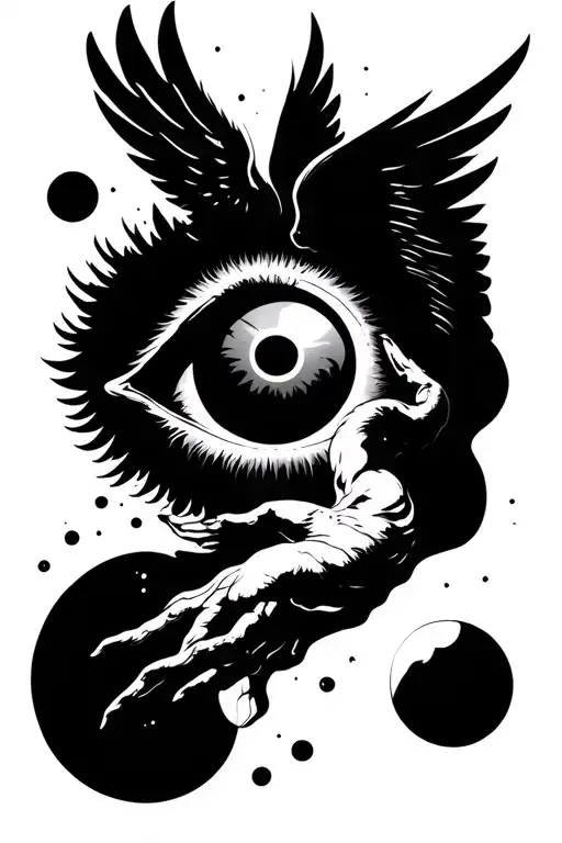 falling icarus from sky and replace the sun with an eye instead  tattoo design idea