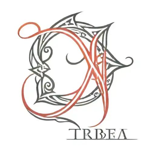 red and black tribal gothic letters tattoo design idea