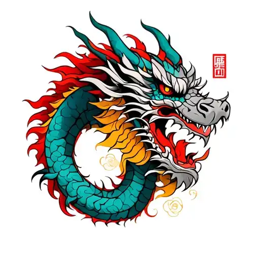 Korean style dragon and warrior tattoo tattoo design idea