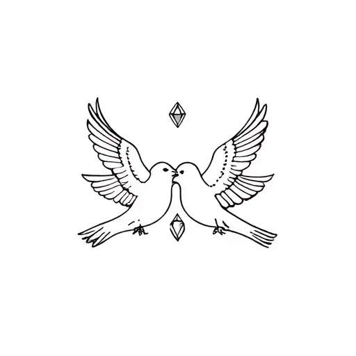 two doves holding march birthstone patterns tattoo design idea