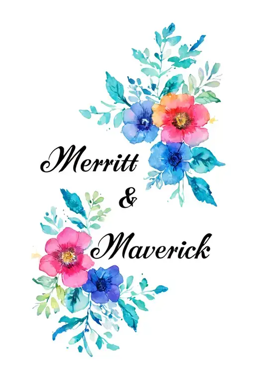 "Merritt & Maverick" flowers intertwined tattoo design idea