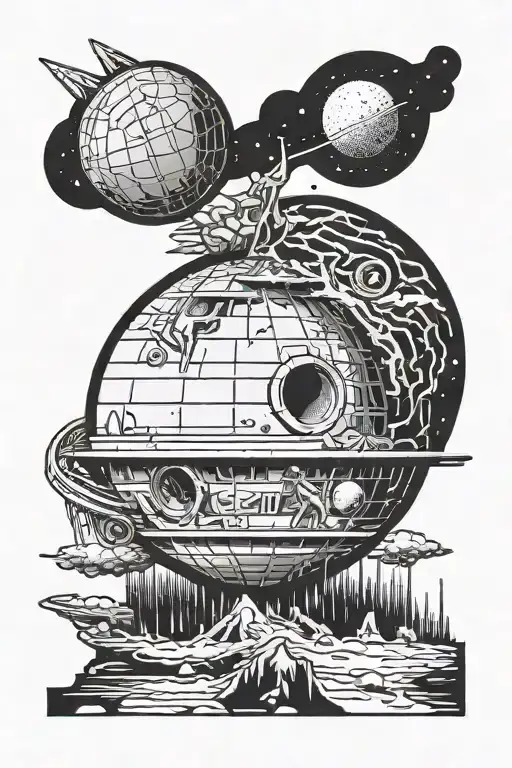 Rick and Morty destroy the Death Star tattoo design idea