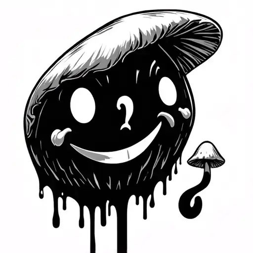 gnomes mushrooms dripping smiley face with a semi colon  tattoo design idea
