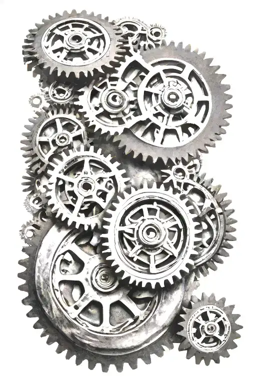 Turning Gears and paisleys tattoo design idea