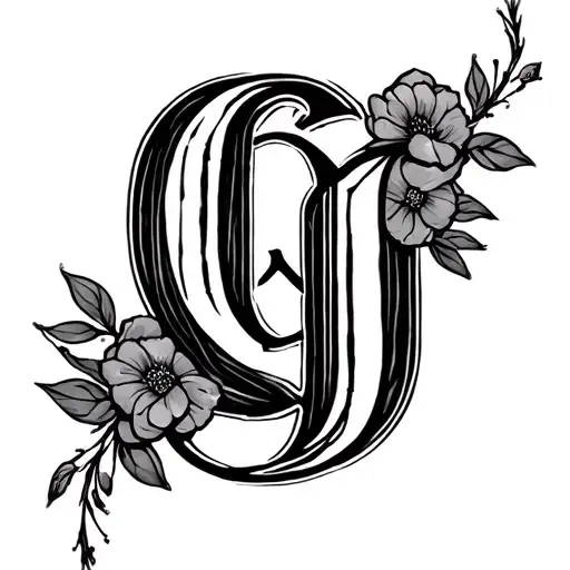 letter g and j written in calligraphy tattoo design idea