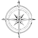 2d compass with small 3d elements. No diamonds in the middle. Magent has arrows and points away from north tattoo design idea