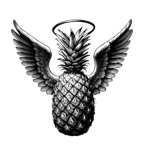 pineapple with a angel halo tattoo design idea