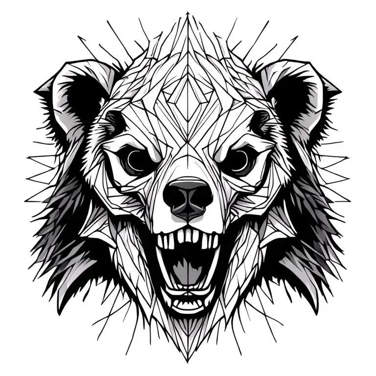 aggressive symmetrical polar bear skull tattoo design idea