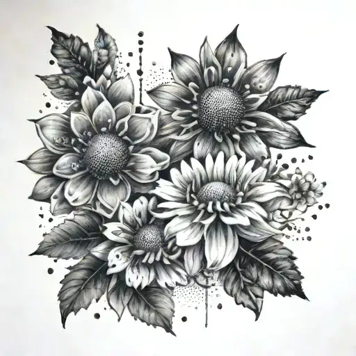 clounds and chamomile tattoo design idea