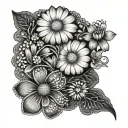 clounds and chamomile tattoo design idea