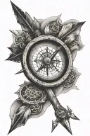arrow and compass tattoo design idea