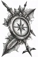 arrow and compass tattoo design idea