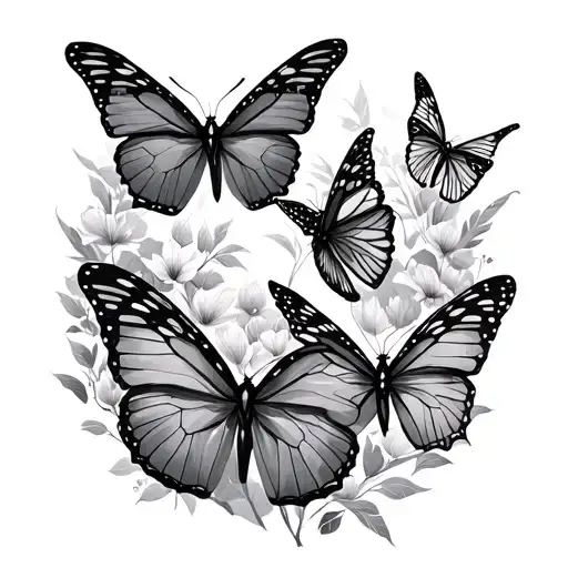 Serenity Courage Wisdom with butterflies fluttering tattoo design idea