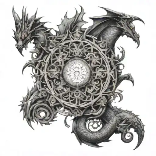 the dragons fantasy book open tattoo design idea