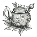 japanese tea pot leaf tattoo design idea