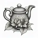 japanese tea pot leaf tattoo design idea