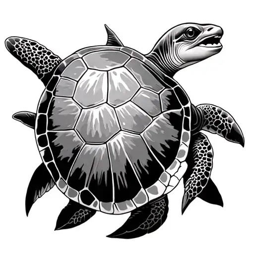 turtle and dolphin swimming tattoo design idea