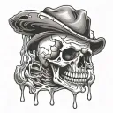smiley face skeleton melting tattoo design idea
