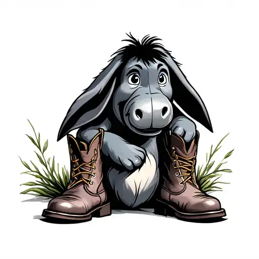eeyore with cowboy boots tattoo design idea