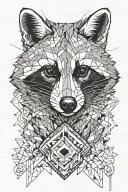 racoon eating tattoo design idea