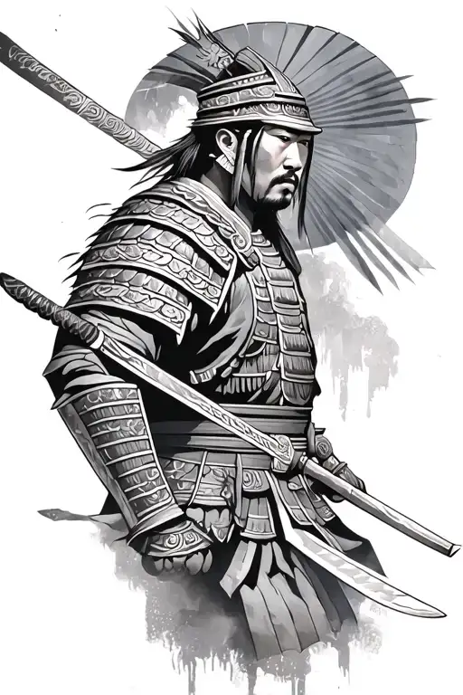 hmong Samurai warrior cyber tattoo design idea