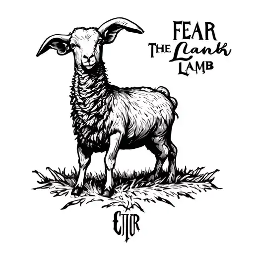 Fear The Lamb text tattoo design idea