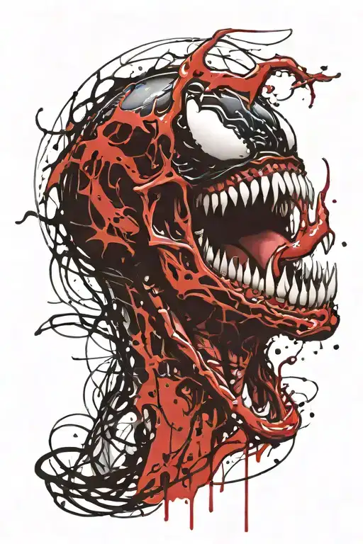 Venom portrait with open mouth tattoo design idea