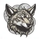 coyote head emerging tattoo design idea