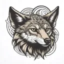 coyote head emerging tattoo design idea