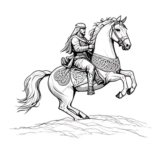Celtic Odin riding Sleipnir Odin's eight legged horse tattoo design idea