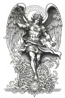 St. Michael archangel slaying satan rennaisance style Catholic saint tattoo design idea