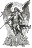 St. Michael archangel slaying satan rennaisance style Catholic saint tattoo design idea